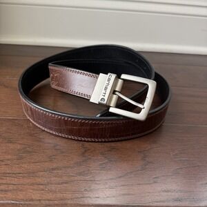 Carhartt Dark Brown & Black Reversible Leather  Belt Mens Size 44 Adjustable